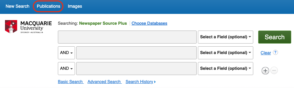 Searching by Publication title